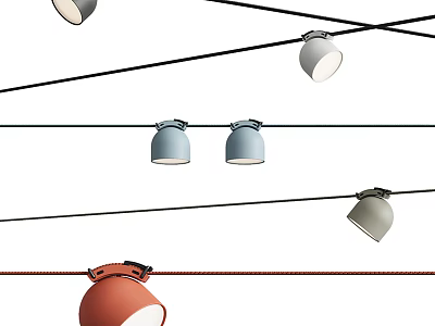 Track Mounted Downlights And Spotlights In Various Colors For Modern Interior 3d model