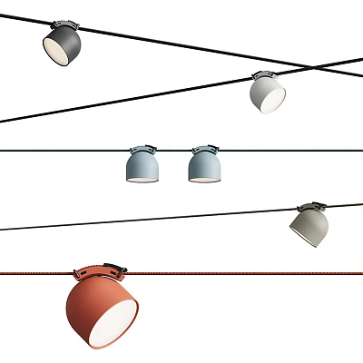 Track Mounted Downlights And Spotlights In Various Colors For Modern Interior 3d model