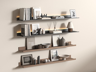 Aluminum alloy creative simple bookshelf 3d model