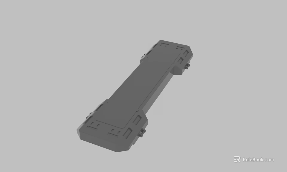 Gray Rectangular Industrial Enclosure With Structural Edges And Mounting Details 3d model 