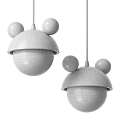 Modern Pendant Lights With Wooden Round Accents Light Colored Top Shades And White Spherical Bodies