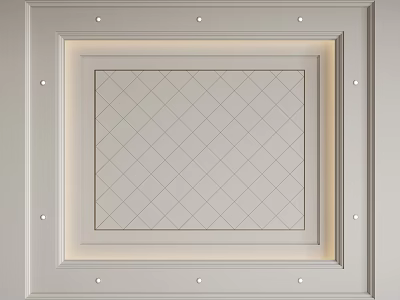 Elegant Modern Framed Ceiling Design With Diamond Pattern And Recessed Lighting 3d model