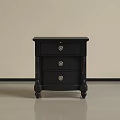 Elegant Black Three Drawer Chest with Carved Legs and Classic Design