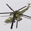 Green Military Helicopter Front View With Rotor Blades Cockpit Windows Weapon Systems And Landing Gear