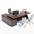 Modern Office Desk Setup With Computer Monitor Desk Lamp And Ergonomic Chair