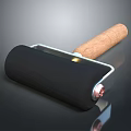Hardware Tools Professional Paint Roller with Black Roller and Wooden Handle 3d model