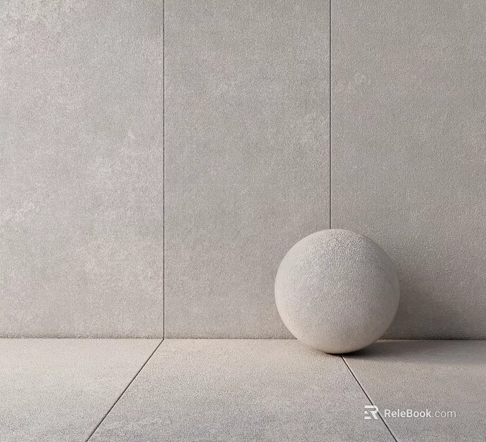 Smooth Gray Tile Floor With White Spherical Object Against Gray Wall Background 3d model 