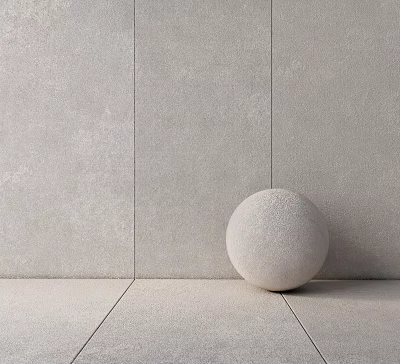 Smooth Gray Tile Floor With White Spherical Object Against Gray Wall Background 3d model