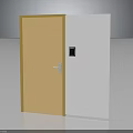High Quality Door Hardware With Electronic Lock On Modern White Panel Yellow Frame Door 3d model