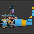 Colorful Toy Airplane Model With Pilot Figure On Blue Wings