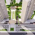 Residential Landscape With High Rise Buildings Lush Green Areas And Central Garden