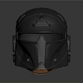 Shiny Black Metallic Tactical Helmet Headwear With Glossy Surface And Futuristic Design