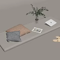 Beige And Light Green Pillows On Cozy Bench With Eucalyptus Vase Magazine And Slippers