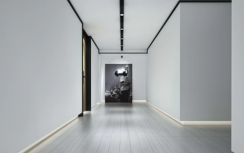 New Chinese Style Aisle Decorative Painting White Aisle Minimalist Aisle Space White Space Office Door End View Painting Art Decorative Painting 3d model