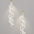 Modern Spiral Design Pendant Lights With White Mesh And Golden Top For Elegant Interior Lighting