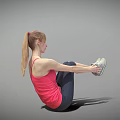 A Woman Doing Sit Ups In Red Tank Top And Dark Leggings With Sneakers