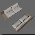 Modern Two Seater Sofas With Wooden Frame And White Upholstery Design 3d model