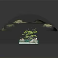 Enchanting Water Fountain with Lotus Leaves Glowing Lights and Small Structures in Serene Design
