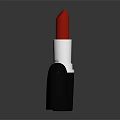 Red Lipstick Cosmetics With Black Case And Silver Accent On Reflective Surface 3d model