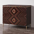Modern Chest of Drawers and Storage Cabinets With Gold Handles and Geometric Patterns