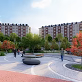Scenic Park Landscape Design with Curved Walkways Various Trees Colorful Flower Beds and Rest Areas
