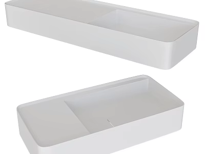Modern White Sleek Countertop Washbasin With Smooth Surface And Minimalist Design 3d model