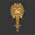 Giraffe Doll Made of Building Blocks with Yellow Brown Spots White Legs on Granular Base