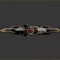 Ornate Fantasy Sword With Winged Elements Central Gemstone And Metallic Finish