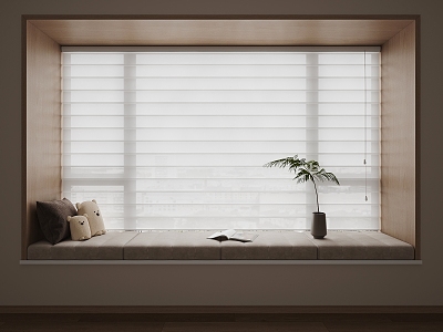 Shangri-La blinds venetian blinds honeycomb blinds roller blinds bay window cushion pillow green plant ornaments book 3d model