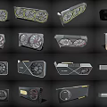 Various Computer Graphics Cards With Different Designs And Models On 3d model