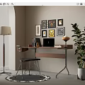 Middle Ancient Book Table and Chair Combination Table Lamp Book Notebook 3d model
