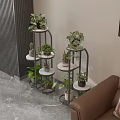 Indoor Multi tier Gold Metal Plant Stand with Decorative Potted Greenery Plants