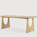 Modern Wooden Dining Table With Unique Curved Legs And Natural Wood Finish