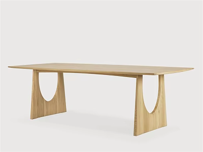 Modern Wooden Dining Table With Unique Curved Legs And Natural Wood Finish 3d model