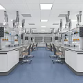 Modern Laboratory Interior Design With Lab Benches Fume Hoods And Equipment