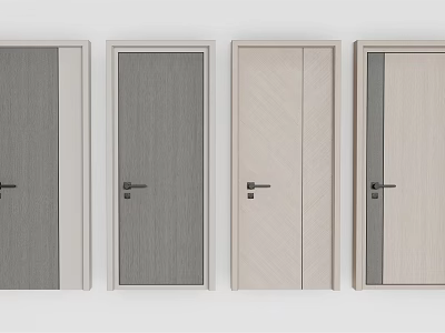 Modern Hinged Doors With Different Styles Wood Texture And Neutral Colors 3d model