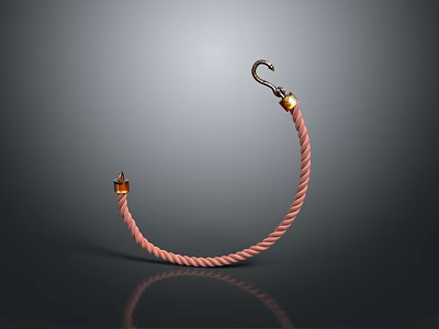 Pink Rope Fashion Accessory With Metal Hook And Golden Decorative Ball 3d model