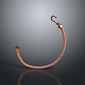 Pink Rope Fashion Accessory With Metal Hook And Golden Decorative Ball
