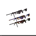 Colorful Decorated Sniper Rifles With Various Patterns And Striped Designs