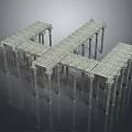 Wooden Platform Scenery Components With Cross Walkways And Support Pillars Design 3d model