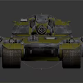 Modern Military Tank With Armored Body Cannon Tracks And Green Lights