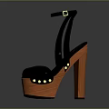 Stylish Black Platform Sandals With Rivet Decor And Ankle Straps 3d model