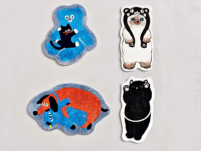 Cute Animal Character Shaped Rugs With Colorful Designs For Home Decoration 3d model