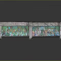 Long Stone Platform Featuring Colorful Murals Support Columns And Reflections On Smooth Floor