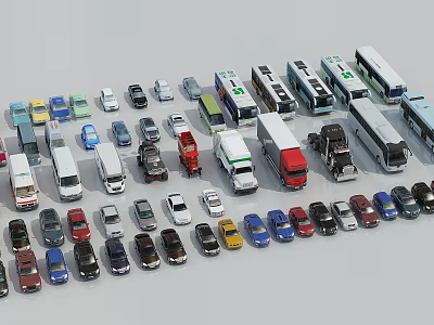 Colorful Model Cars Display With Various Vehicle Types And Different Colors Neatly Arranged 3d model