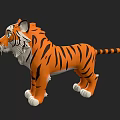 Cute Cartoon Tiger 3D Model With Orange Black Stripes White Paws And Blue Eyes