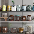 Various Decorative Stools With Different Colors And Unique Designs For Home Interior 3d model