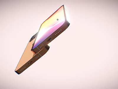 Golden Rose Gold Foldable Smartphone In Half Folded State With Gradient Display And Hinge Design 3d model