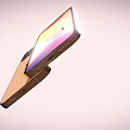 Golden Rose Gold Foldable Smartphone In Half Folded State With Gradient Display And Hinge Design 3d model