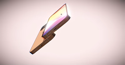 Golden Rose Gold Foldable Smartphone In Half Folded State With Gradient Display And Hinge Design 3d model